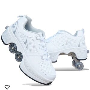 Agloat Skate Shoes Retractable Rollers White “Trade Routes” Men’s 9.5 Women’s 11
